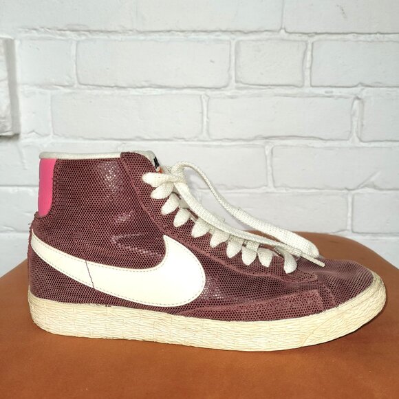 Nike Blazer Metallic Burgundy Women's Mid Trainers Size 8 - Picture 5 of 10